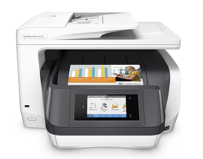 惠普（HP）OfficeJet Pro 8730 彩色无线商务一体机 打印机 高速双面打印 双面扫描 传真