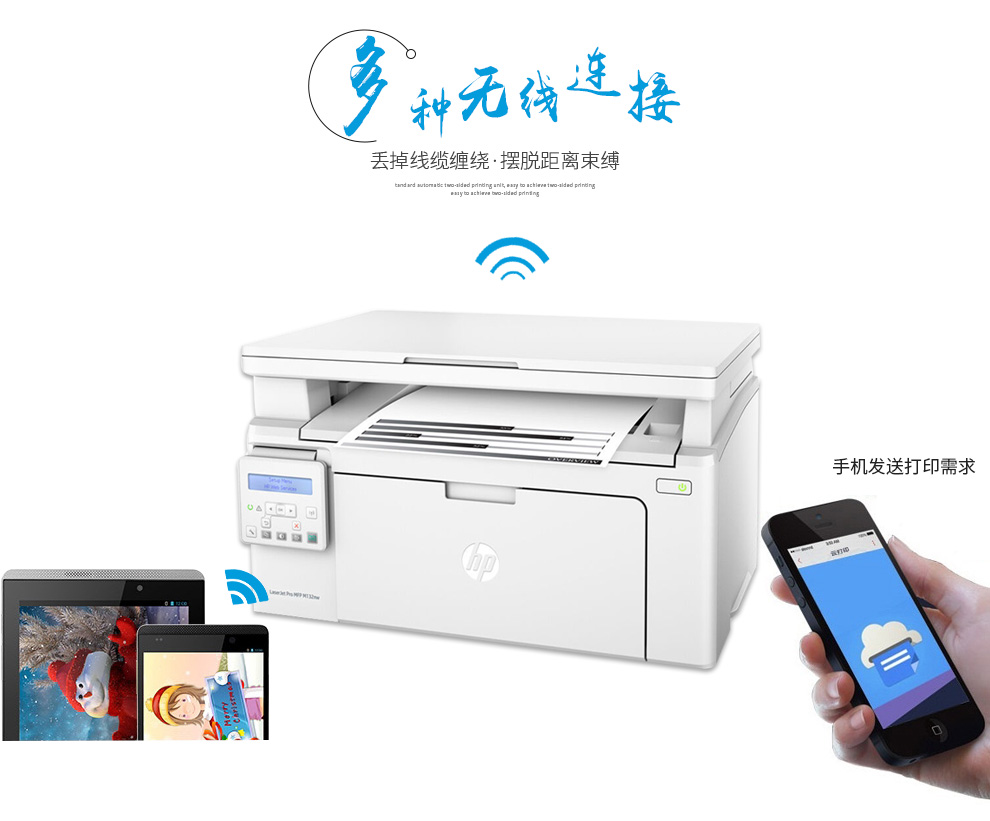 惠普（HP）MFP M132snw激光多功能一体机（惠普小超人、打印、复印、扫描） 132snw（易加粉硒鼓1个+高品质碳粉2瓶）
