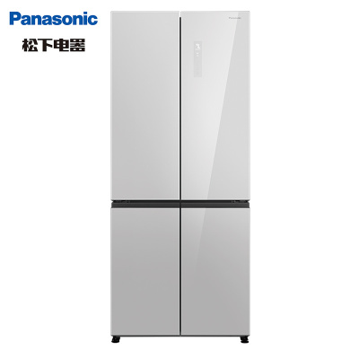 松下(Panasonic)NR-DE49CP1-S498L抑菌电冰箱风冷无霜十字门十字对开门家用变频冰箱时尚无边框平面玻璃面板多温区精准温控3D立体制冷风润系统银离子净味-3℃免解冻