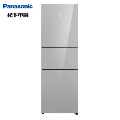 松下(Panasonic)NR-EC25WG1-S255升三门家用电冰箱三开门玻璃面板风冷无霜小型冰箱风冷免除霜大气玻璃面板银离子除味精准控温每一度静音节能-3℃免解冻技术