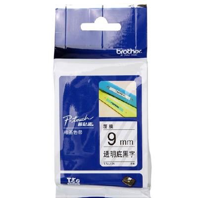 兄弟TZe-121标签机色带 透明底黑字 9mm