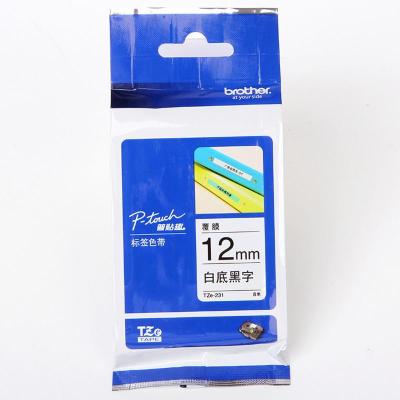 兄弟标签纸(brother) 标签色带 标签带 12mmTZe-231 白底黑字TZ-231适用于所有兄弟标签机PT系列