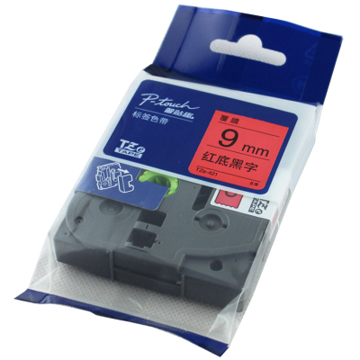 兄弟(brother)TZe-Z421标签覆膜色带/碳带 红底黑字9MM 彩色 原装正品 红色