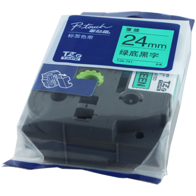 兄弟(brother)TZe-751标签覆膜色带/碳带 绿底黑字24MM彩色 原装正品 绿色