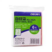得力 3025 自封袋(透明)-6号 100个/包 （单位：包 