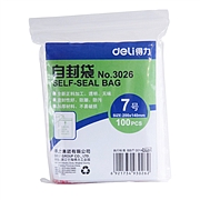 得力 3026 自封袋(透明)-7号 100个/包 （单位：包 
