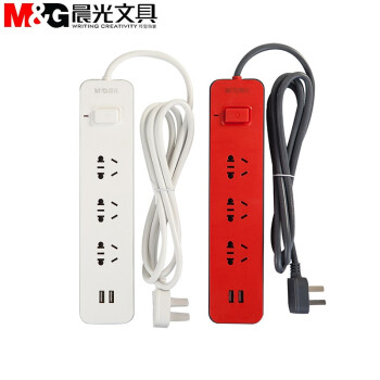 晨光时尚延长线插座三位带USB1.8米AEA98650