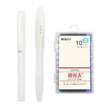 晨光0971可擦可换墨囊钢笔套装 学生练字钢笔 黑色/墨蓝/纯蓝/晶蓝四色可选 一卡两支笔十支墨囊 晶蓝