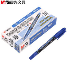 晨光 （M G）粗细杆双头多用物流油性记号笔绘画勾线笔描线笔光盘笔12支装 MG2130蓝色(细杆小双头）