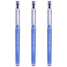 晨光 文具中性笔0.5考试用MG-666黑/蓝水笔学生顺滑 AGPB4501 大容量碳素黑水笔芯针管尖 蓝色 3支