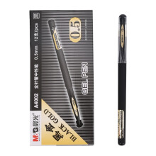 晨光（M G）AGPA4002纯色磨砂杆陶瓷球珠黑金中性笔办公中性笔财务商务笔学生 0.5mm 黑色 12支/盒