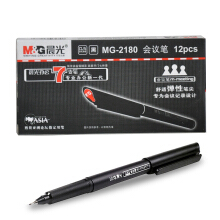 晨光 （M G） MG2180会议笔 办公碳素纤维头中性笔签字笔水 0.5mm 黑色 12支/盒装