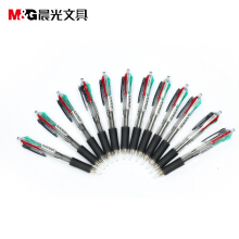 晨光 （M G）办公多功能按动四色圆珠笔油笔 中央开关按制笔0.7mm 四色 12支/盒装