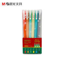 晨光(M G)圣诞系列彩色中性笔 0.35mm针管笔学生课堂笔记彩色笔 糖果色笔壳 AGPA4204 彩色6支装