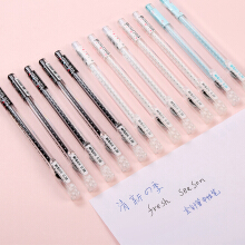 晨光67104创意可爱中性笔针管头学生用黑/红/蓝色小清新的水笔0.38mm 10黑2红(12支笔)（笔杆色随机）