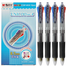 晨光 （M G） 多色圆珠笔办公多功能按动四色圆珠笔中油笔0.5/0.7mm 黑蓝红绿签字圆珠笔 开关四色笔0.7mm BP8030 12支/盒
