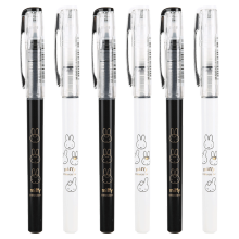 晨光 文具米菲速干直液式走珠笔0.38mm全针管学生书写FRP50907中性笔办公签字笔黑色 12支装 笔杆混色 6支