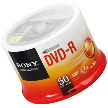 索尼原装行货 DVD刻录盘 光盘 空白光盘 4.7G 16X DVD-R 50片装盒