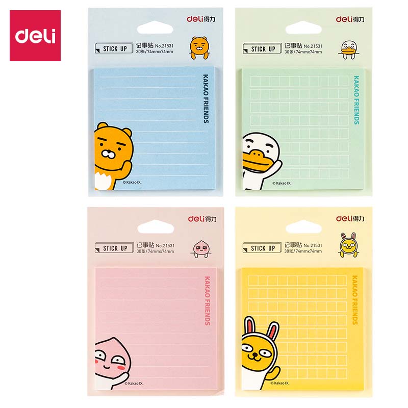 得力21531kakaofriends记事贴76*76mm30张(混色)(包)